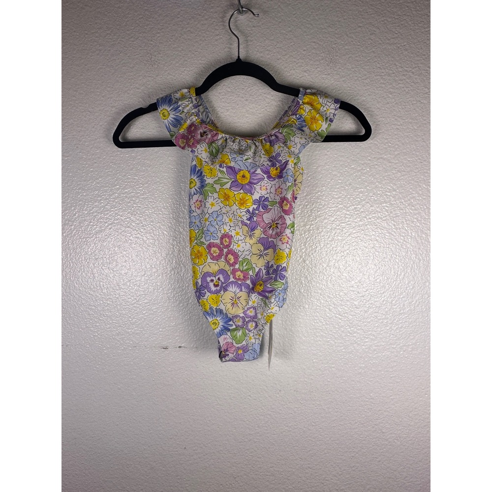 Angel‎ Season Girls Floral One Piece Swimsuit Ruffle Cutout Back Multi Color 5Y